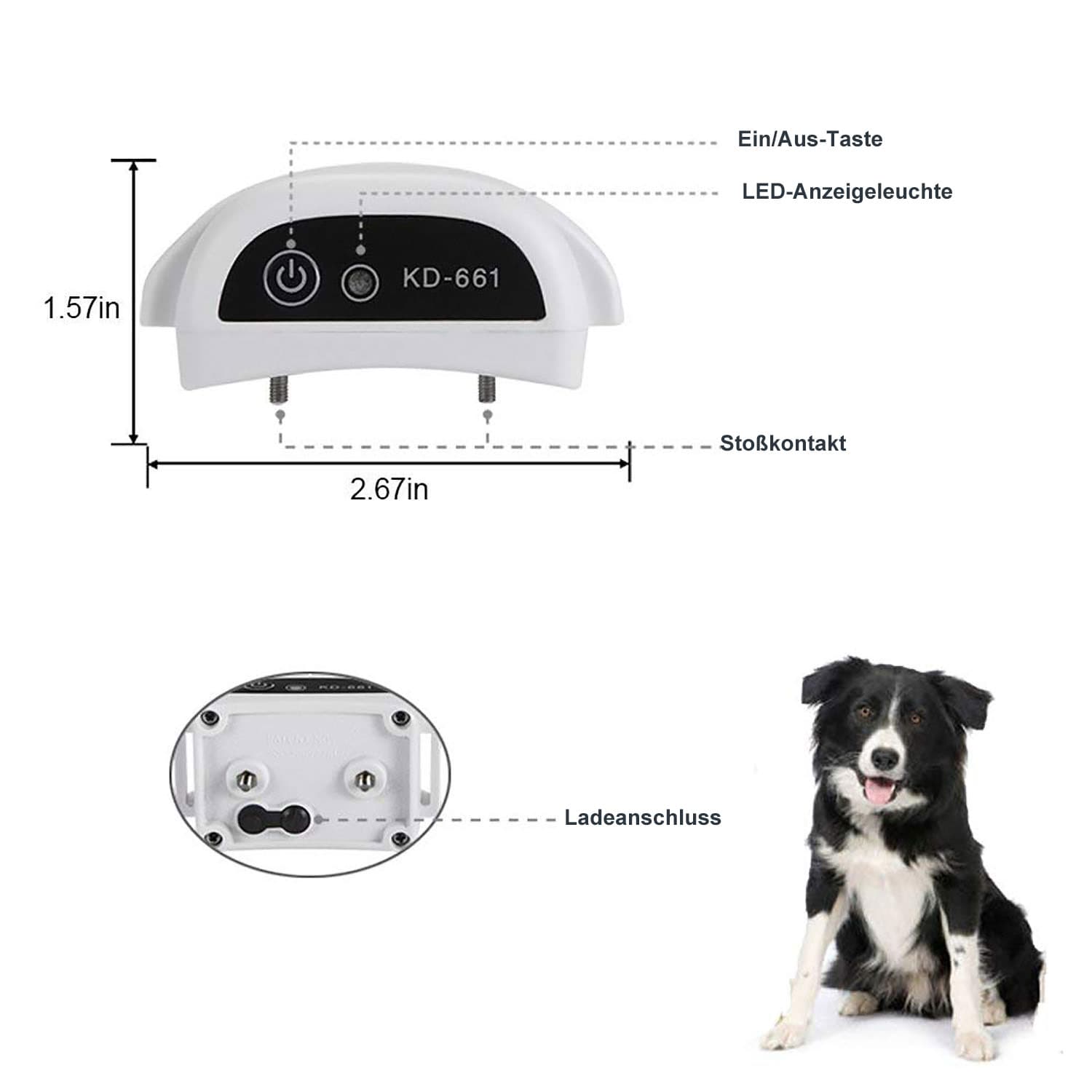 cloture anti fugue chien cloture electrique sans fil pour Chien avec 2 colliers anti fugue chien