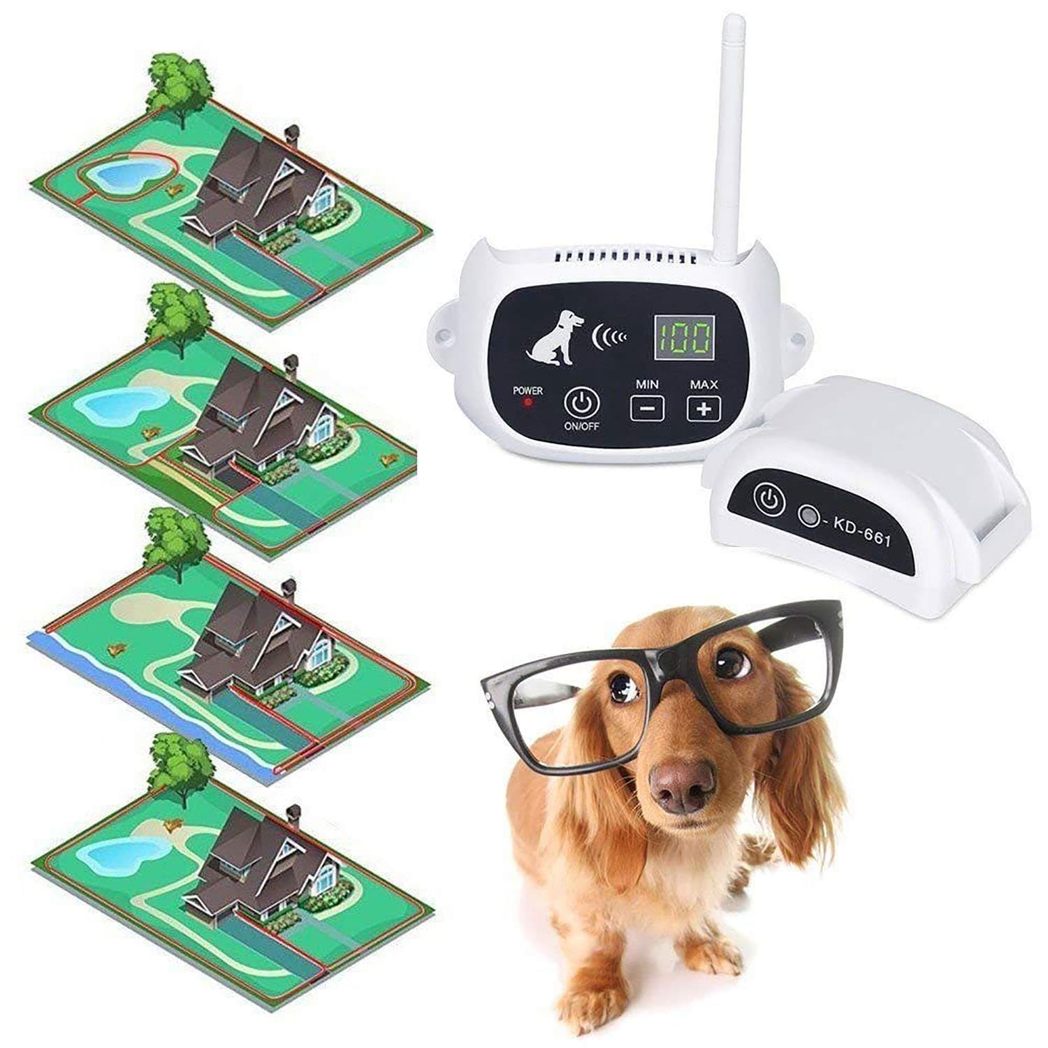 cloture anti fugue chien cloture electrique sans fil pour Chien avec 2 colliers anti fugue chien