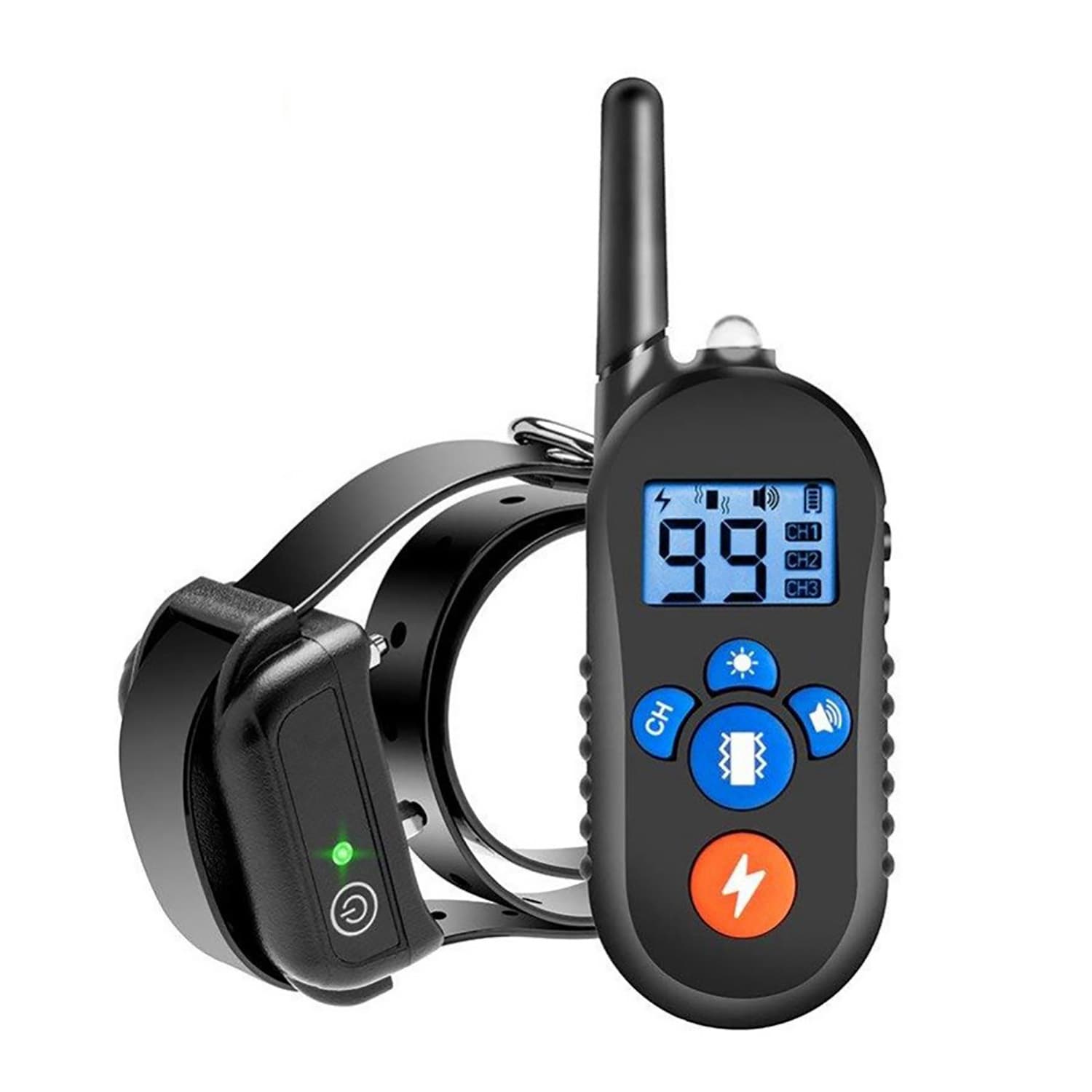 Collier de dressage pour chien avec Choc Vibration Son Lumière étanche Rechargeable Collier electrique chien