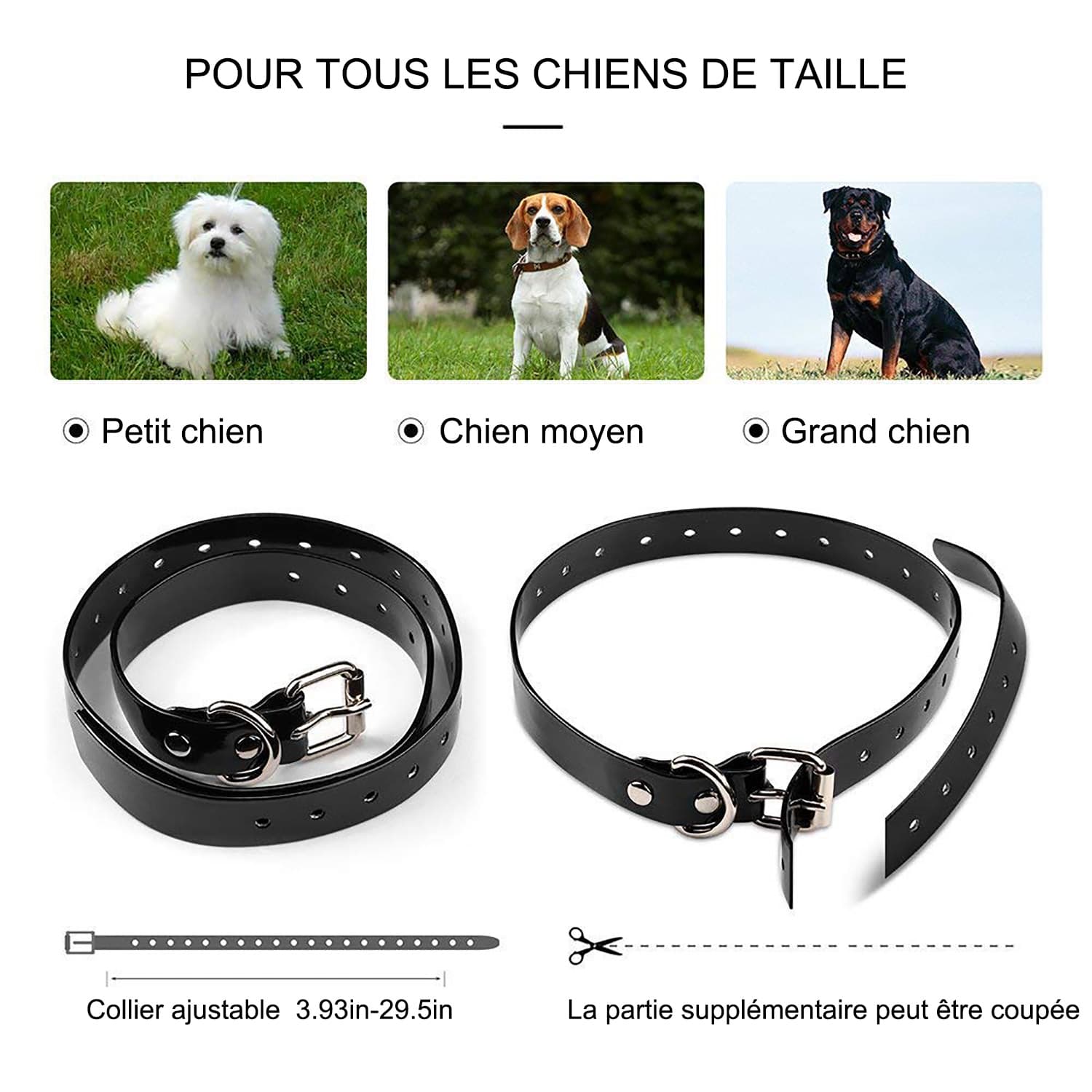 Collier de dressage pour chien avec Choc Vibration Son Lumière étanche Rechargeable Collier electrique chien