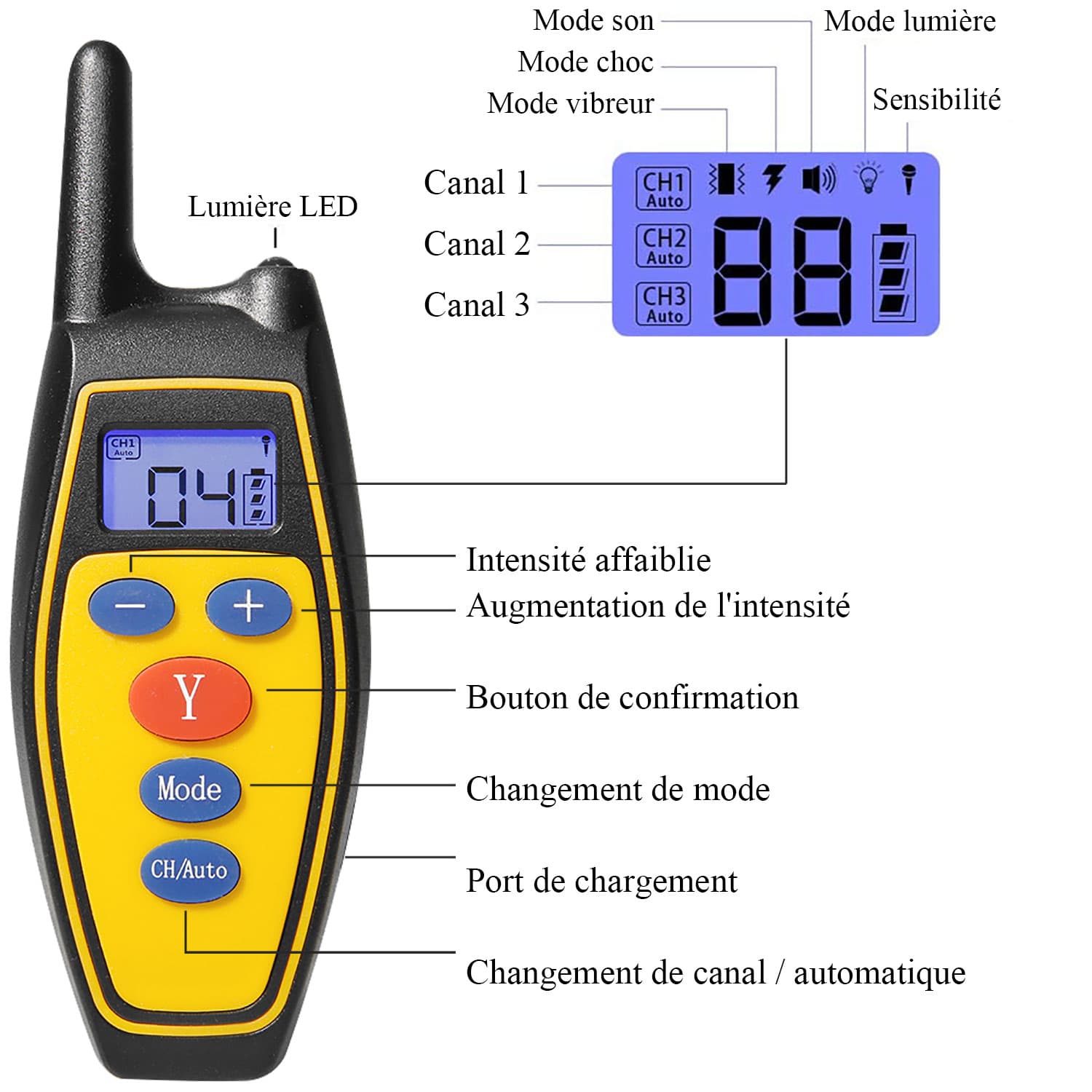 Collier Dressage Chien 2 en 1 automatique anti-aboiement étanche Rechargeable collier electrique chien