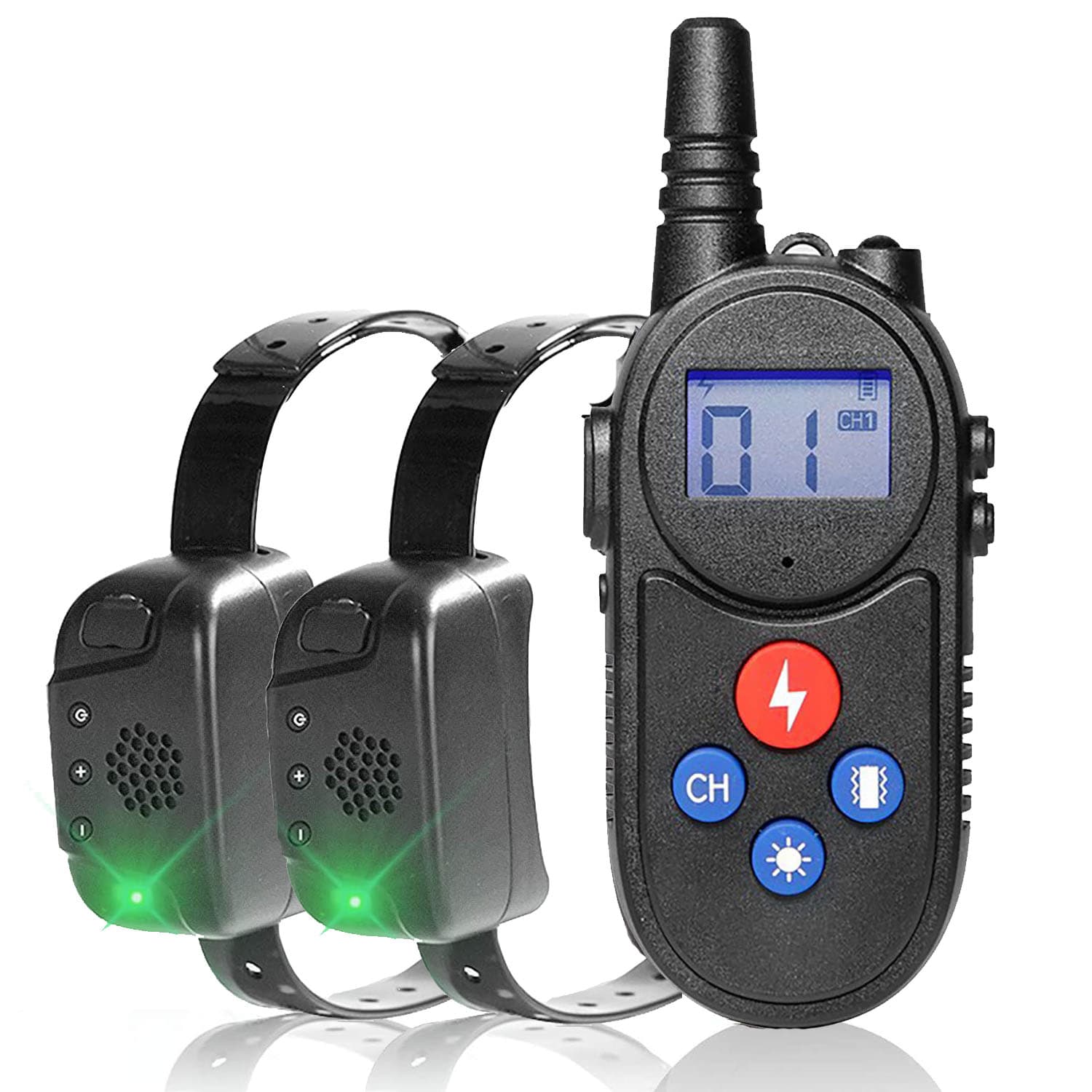 Collier Dressage Chien 1000m avec talkie-walkie Rechargeable collier electrique chien pour 2 Chiens