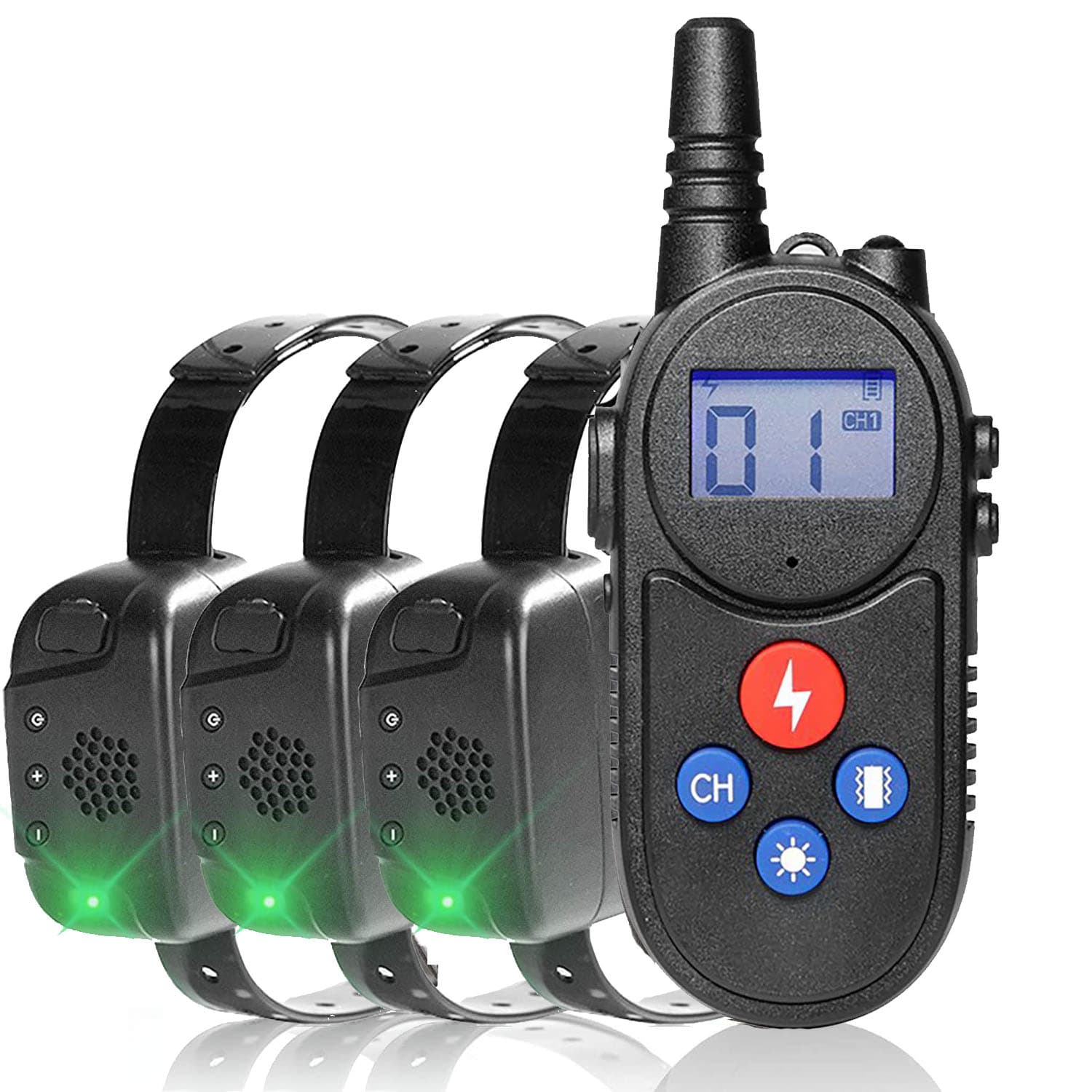 Collier Dressage Chien 1000m avec talkie-walkie Rechargeable collier electrique chien pour 3 Chiens