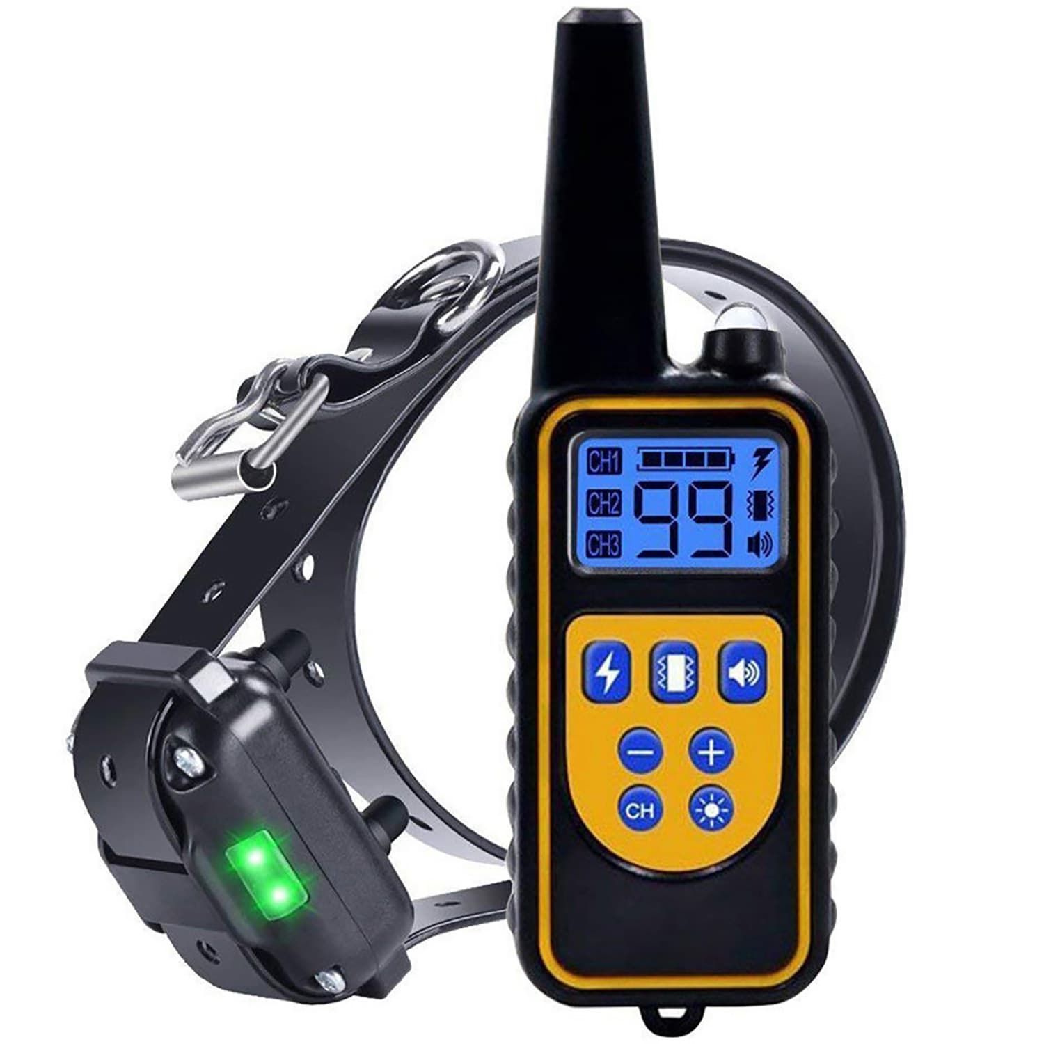 Collier Dressage Chien 800M avec choc Vibration son lumière étanche rechargeable collier electrique chien