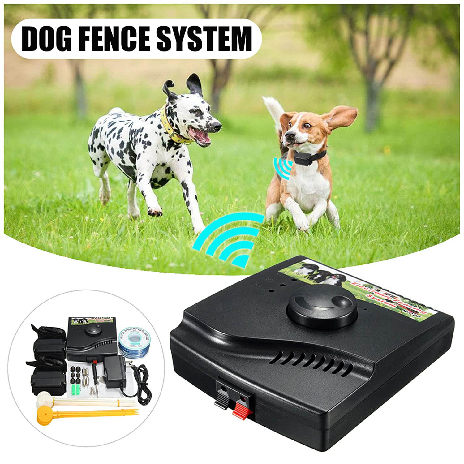 Système de confinement filaire cloture anti fugue electrique chien avec 2 colliers Rechargeable